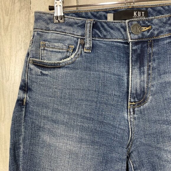 Kut From the Kloth Reese Ankle Straight Leg denim jean size 0 distressed raw hem - Picture 3 of 10